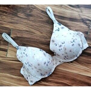 Anne Klein T Shirt Bra Size 40D Underwire Floral Print Pastel Lightly Lined